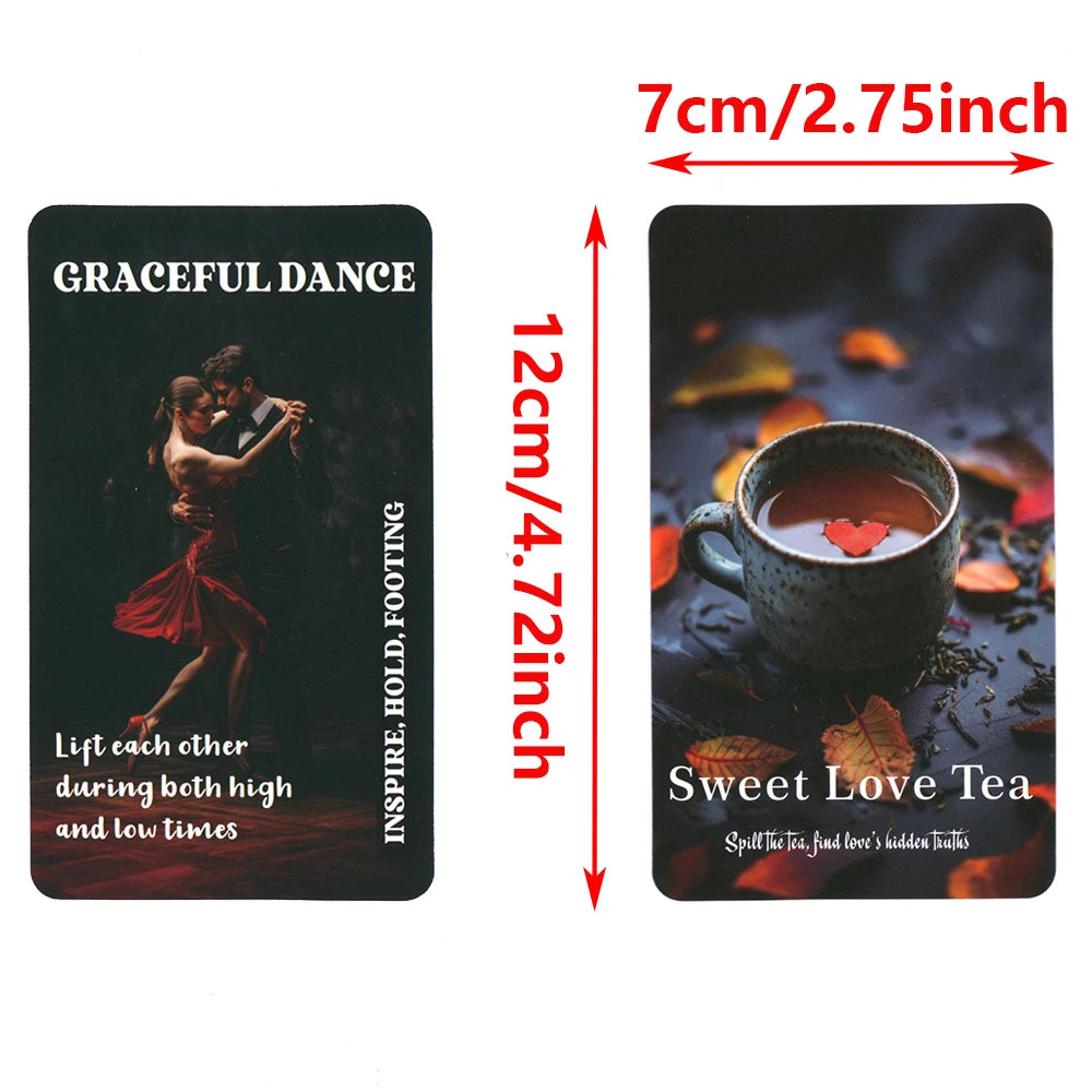 Baraja de tarot Sweet Love Tea Oracle Cards 12x7cm 78 cartas Palabras clave de profecía en caja Papel de 400 g/m² Tarot inglés