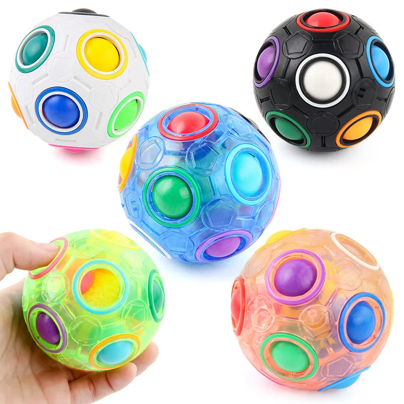 Cubo de velocidad con forma de bola mágica de arcoíris, divertido rompecabezas para aliviar el estrés, rompecabezas de colores a juego en 3D, juguete para niños, adolescentes y adultos