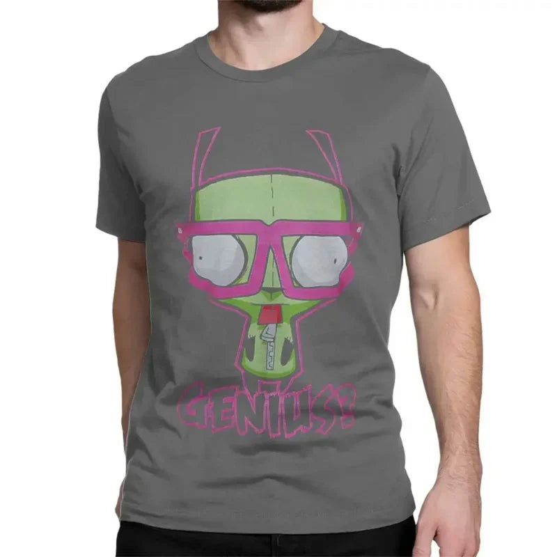 Camiseta de cuello redondo, ropa de manga corta, camisetas gráficas, camiseta con estampado kawaii de Invader Zim, camiseta de algodón increíble para hombre