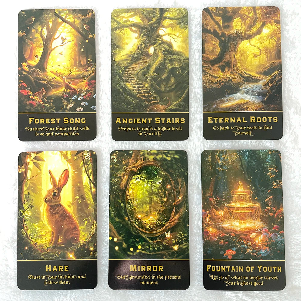 Jeu de Tarot de la Sagesse, Cartes Oracle de la Forêt Enchantée, Taro de la Forêt Mystique, Jouets de Divination, avec Signification dessus, 12x7cm, Prophétie