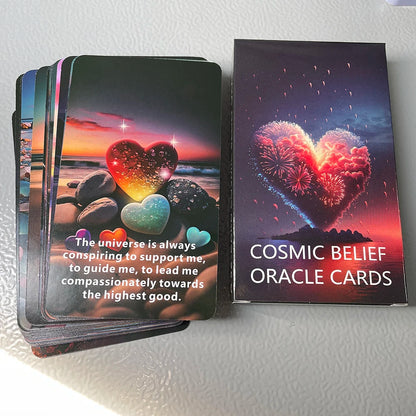 Cartes Oracle Cosmic Belief 12x7cm Love Learning Taro Deck Prédictions en anglais Prophétie pour débutants Mots-clés