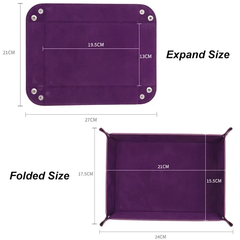 1 pieza de dados de cuero PU plegable con bandeja cuadrilateral, billetera con llave hexagonal, caja para monedas, herramienta de almacenamiento de escritorio para el hogar, accesorios para juegos de mesa