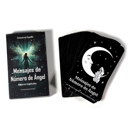 Oráculo en Español Mensajes de Número de Ángel 53 Cartas Números Angelicales Angel Number Messages Tarot Cards Deck Gilded Edge