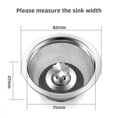 Crépine d'évier de cuisine, couvercle de drain d'évier en maille d'acier inoxydable, panier de crépine de vidange d'évier de grand diamètre de bord large