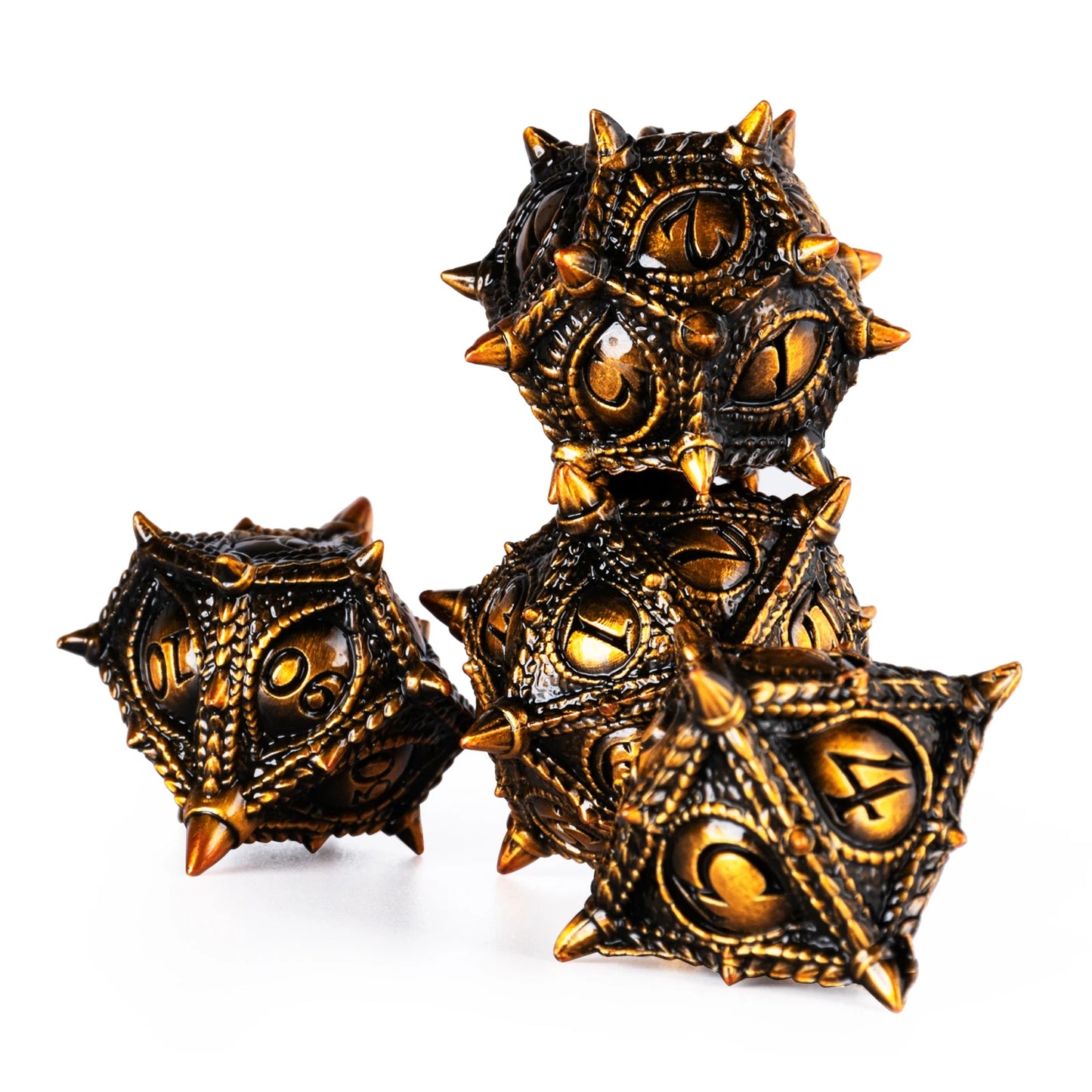 Lot de 7 dés en métal DND pour Dungeon and Dragons Pathfinder Dnd Game Dice Player Sharp Edge RPG Polyhedral Dice Gift Ancient Gold