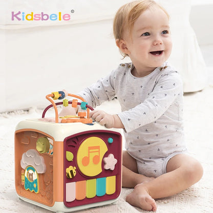 Activity Cube Toy For Baby 7 in 1 Multi-Function Play Sorter Center Keyboard Drum Toy Educational Musical Gifts For Toddlers