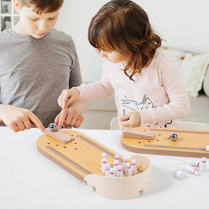 Ensemble de mini-jeu de bowling de table - Plateau de table en bois Mini Arcade Bureau Petite allée de bowling Bureau Gadgets anti-stress Petits jouets pour les doigts Cadeaux amusants pour hommesFemmes Enfants Adolescents Garçons