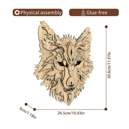 Puzzle en bois sculpté simple esprit loup pour la maison 