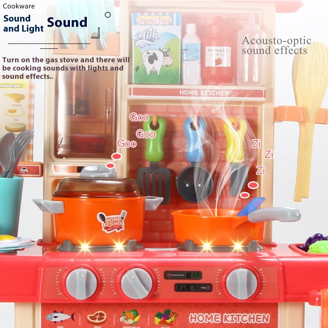 Cross-border Hot Children Play House Simulated Kitchen Toy Suit Dining Table Cooking Kitchenware Girls' Toys