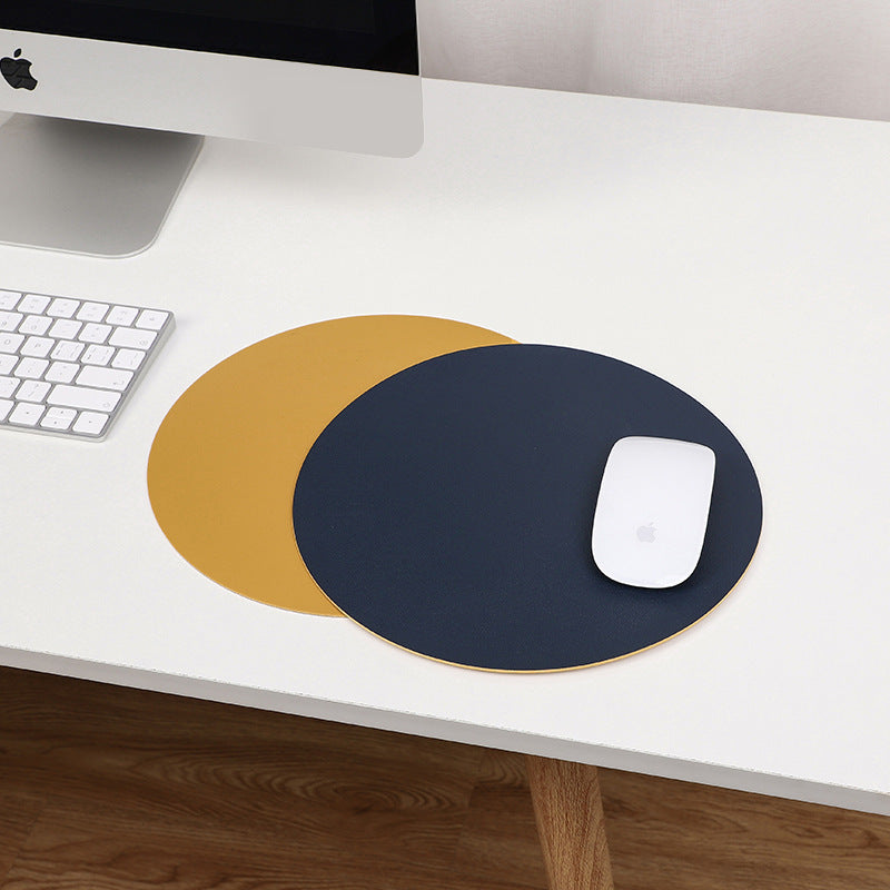 Tapis de souris rond double face de couleur unie antidérapant pour jeu de bureau