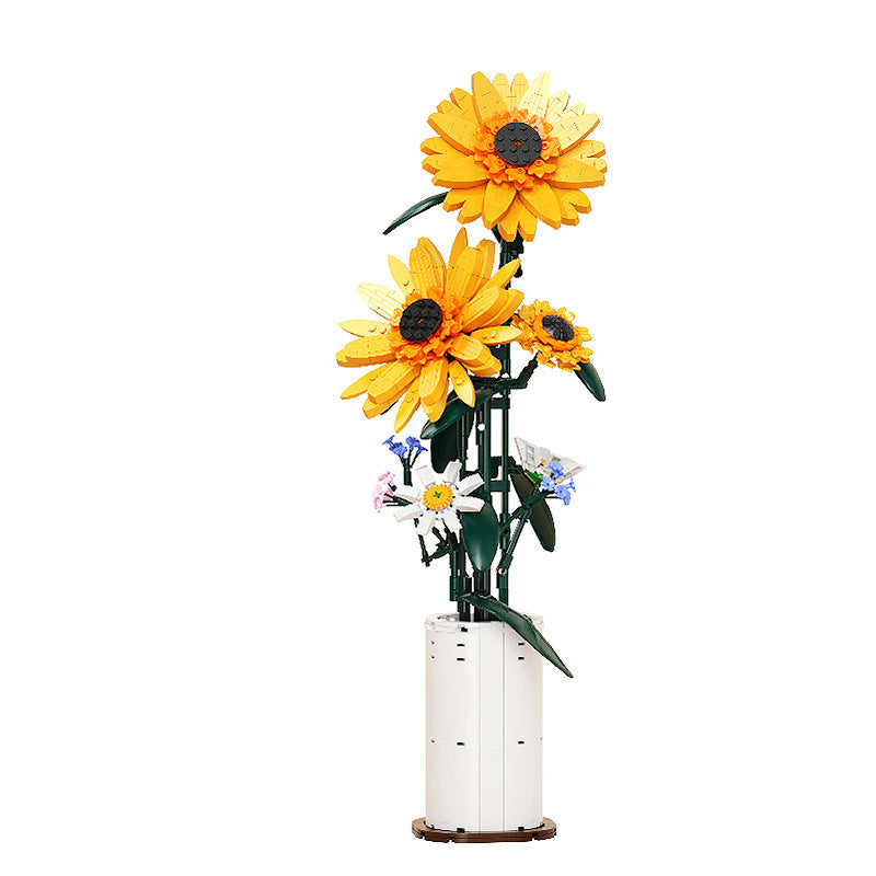 Creative SUNFLOWER Decoration Small Particles Assembled Building Block Toys