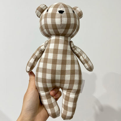 Cute Fabric Biteable Plaid Bear Comforter Toys