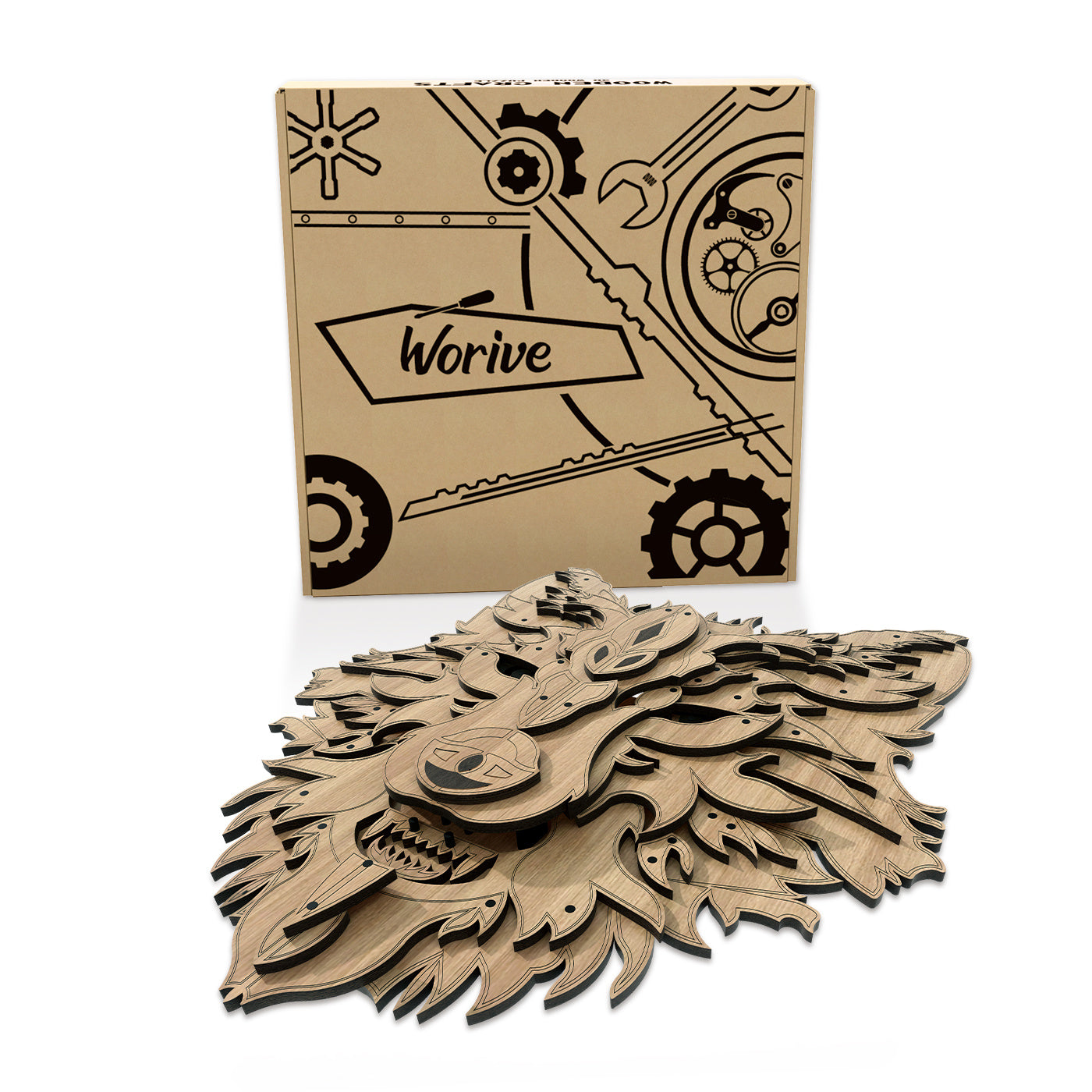 Puzzle en bois sculpté simple esprit loup pour la maison 