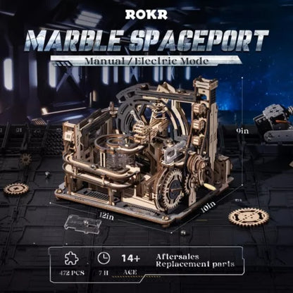 ROKR Marble Run Electric Spaceport Puzzle en bois 3D Jouets Jeux Garçon Cadeau de Noël