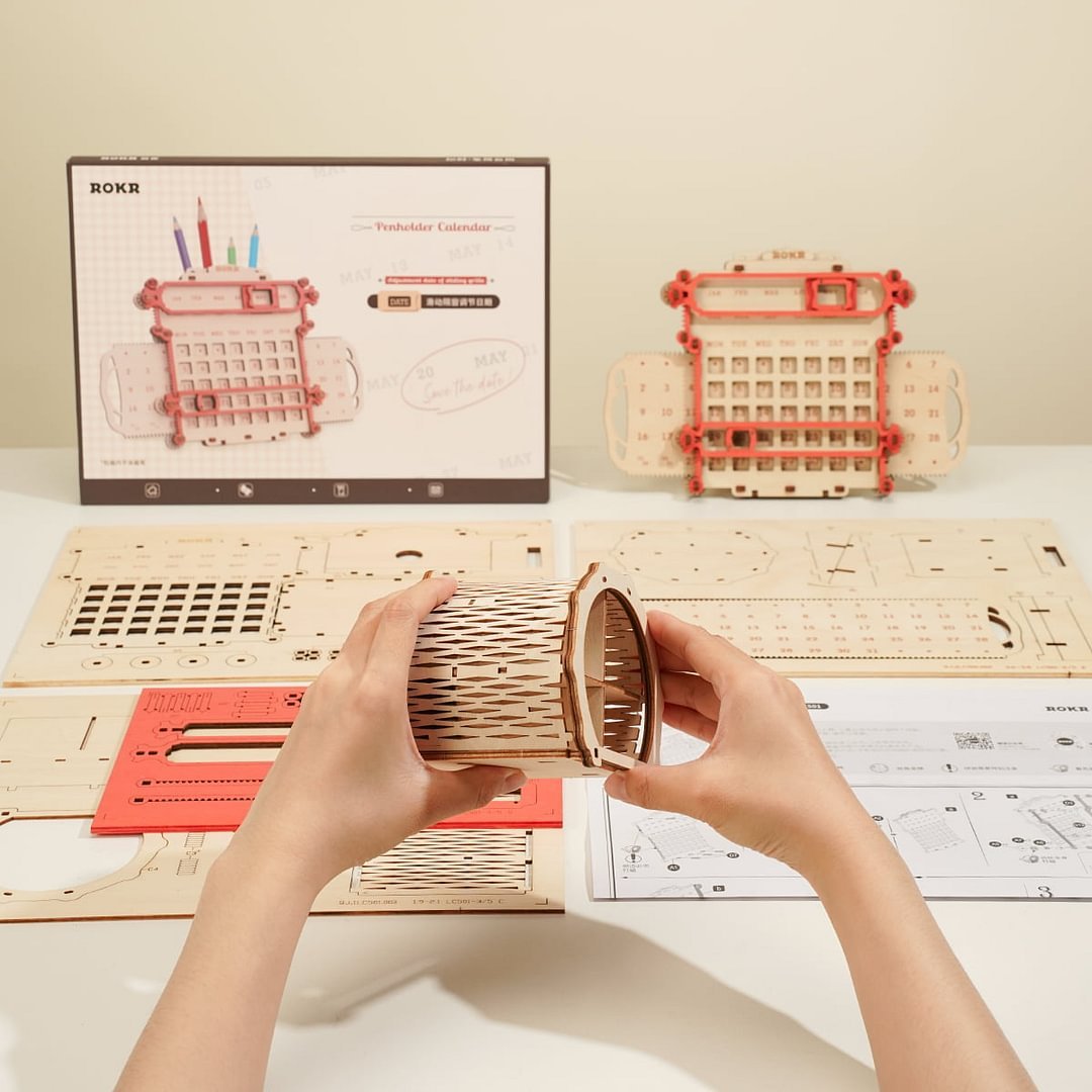 Calendrier porte-stylo en bois 3D ROKR - Cadeau idéal pour les adolescents - Décoration d'intérieur