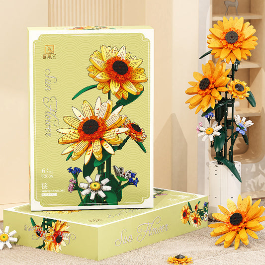 Creative SUNFLOWER Decoration Small Particles Assembled Building Block Toys