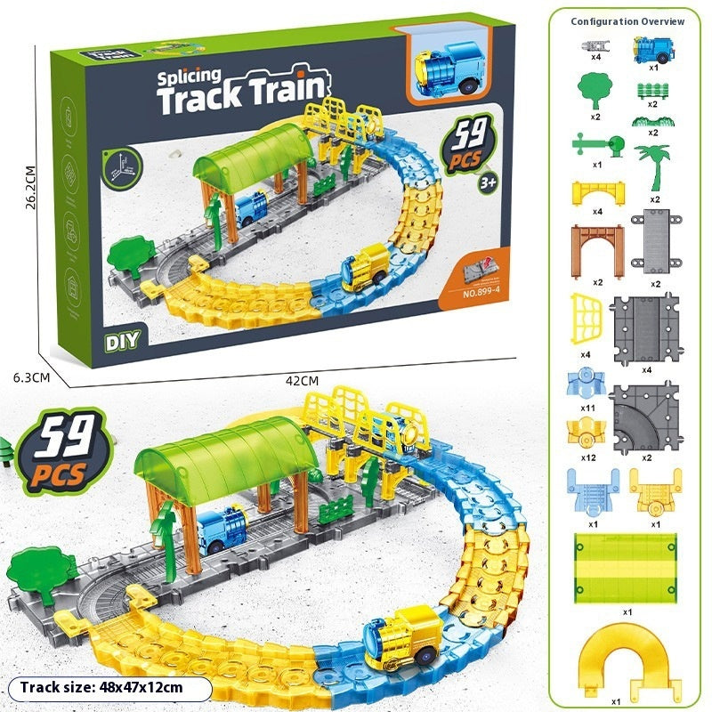 Puzzle de train électrique transparent à assembler soi-même