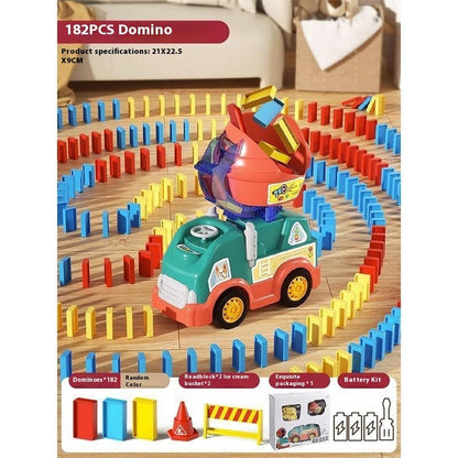 New Domino Stirring Domino Car Automatic Delivery And Licensing Electric Educational Toys