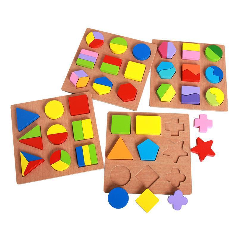 Early Education Wooden Three-dimensional Puzzle Toy Geometric Chopsticks Board