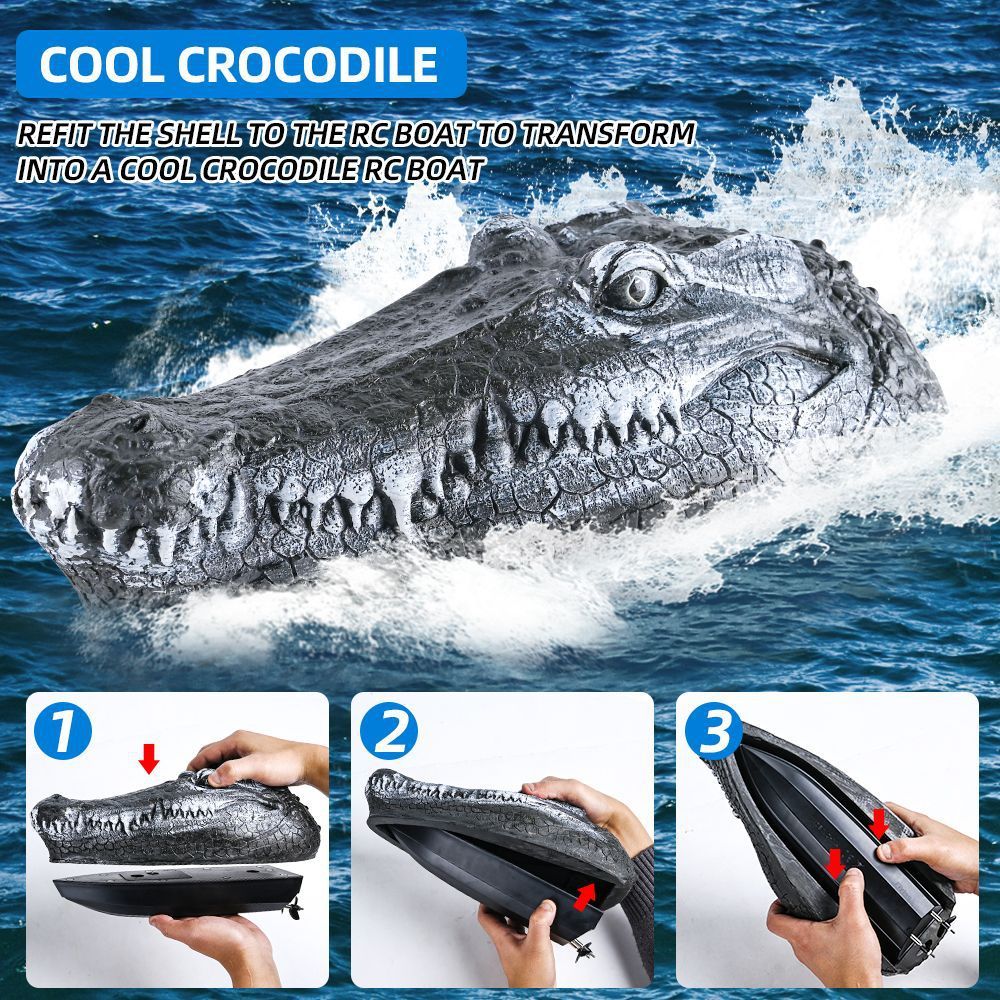 Simulated Crocodile Head Remote-control Ship Children's Water Ship Model Toys Boy Spoof