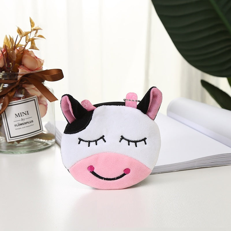 Porte-monnaie en peluche mignon en tissu de dessin animé pour femme