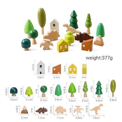 Wooden Forest Tree Stacking Building Blocks Assembling Educational Toys